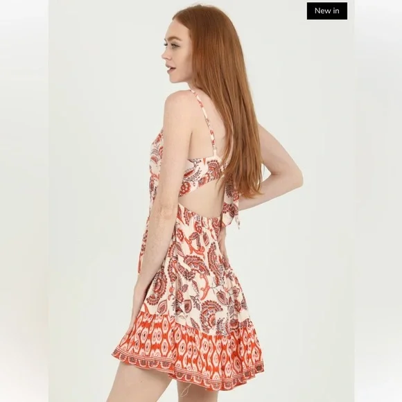 Bohemian Orange and Cream Babydoll Dress. Select Item 3/$25. - Picture 5 of 12